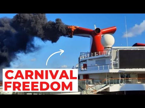 Carnival Freedom Fire 26th May 2022 Docked in Grand Turk